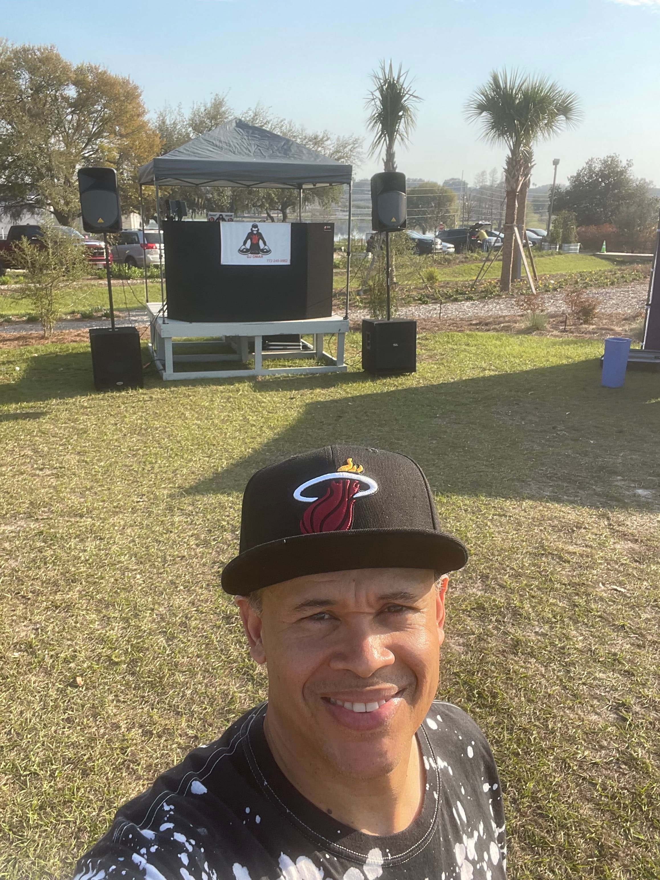 DJ Omar behind the decks at a club night